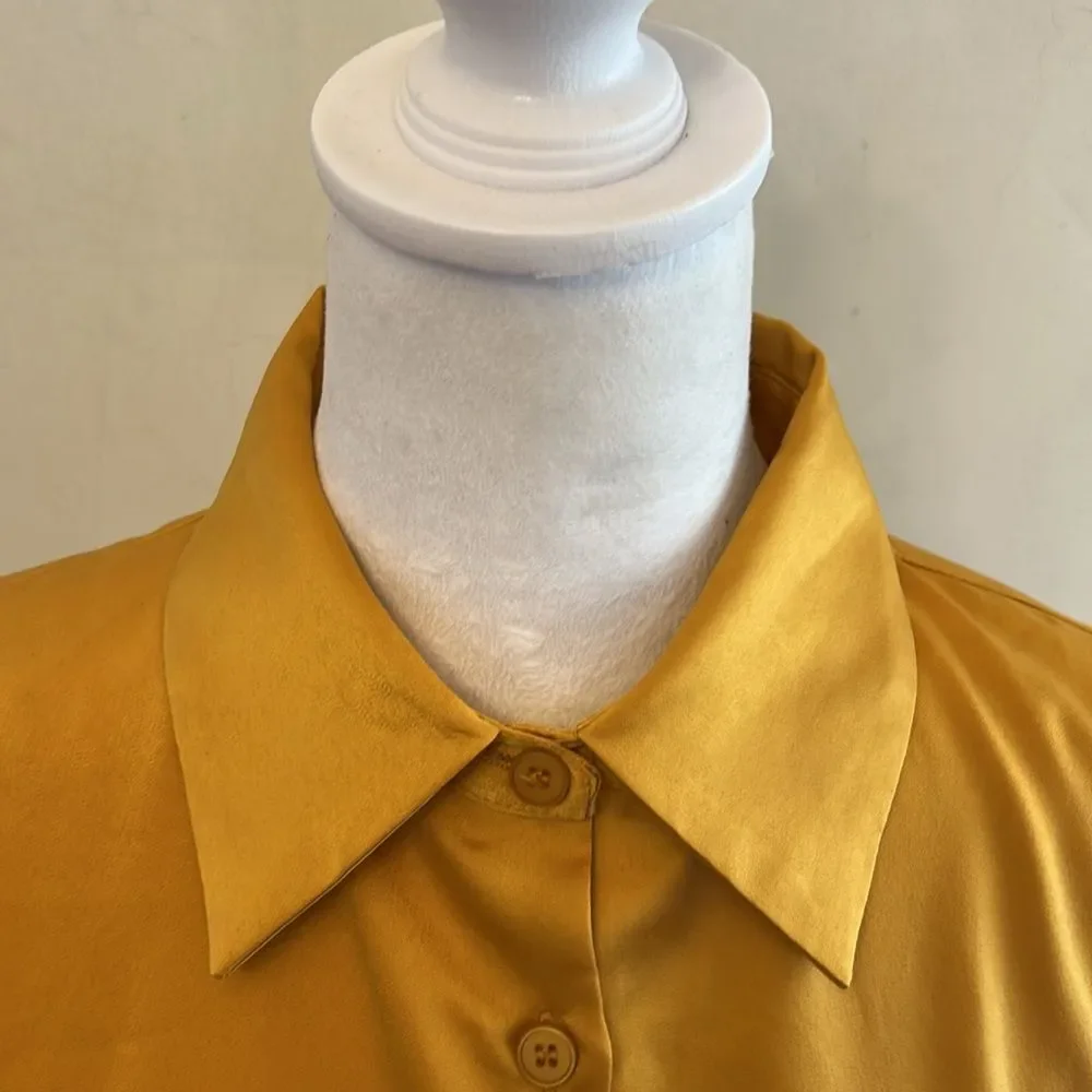 Mimosa gold long sleeve button front blouse Size S NWOT